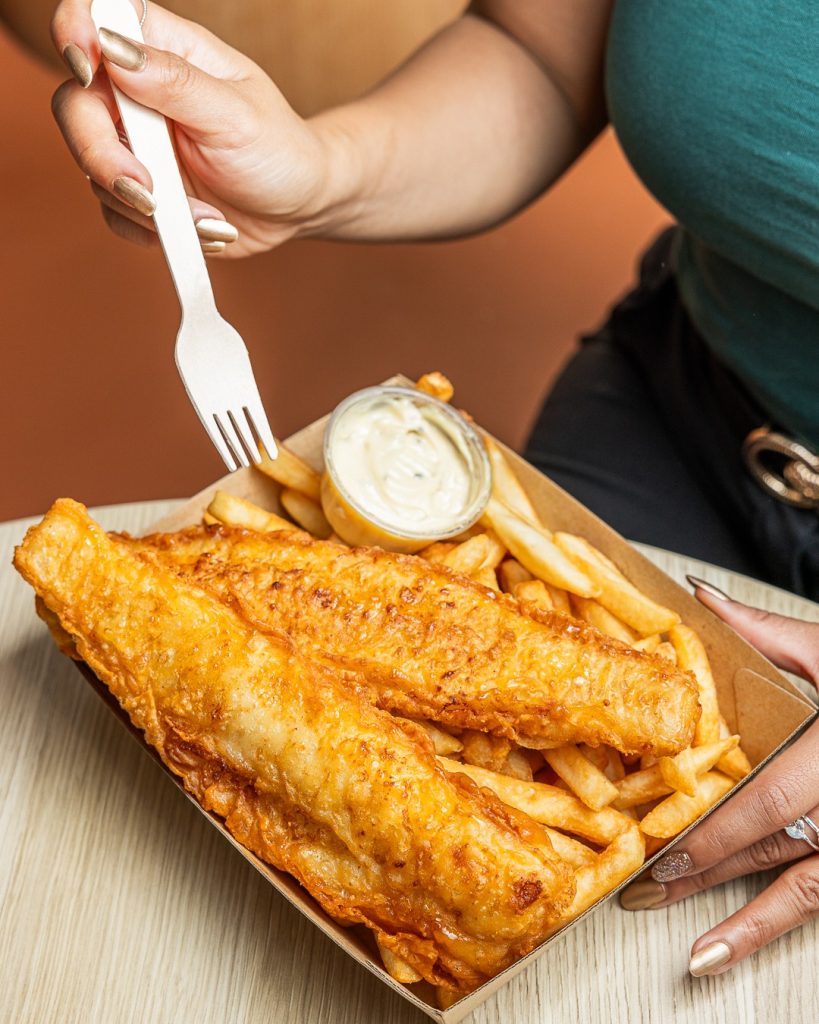 Battered fish and chips