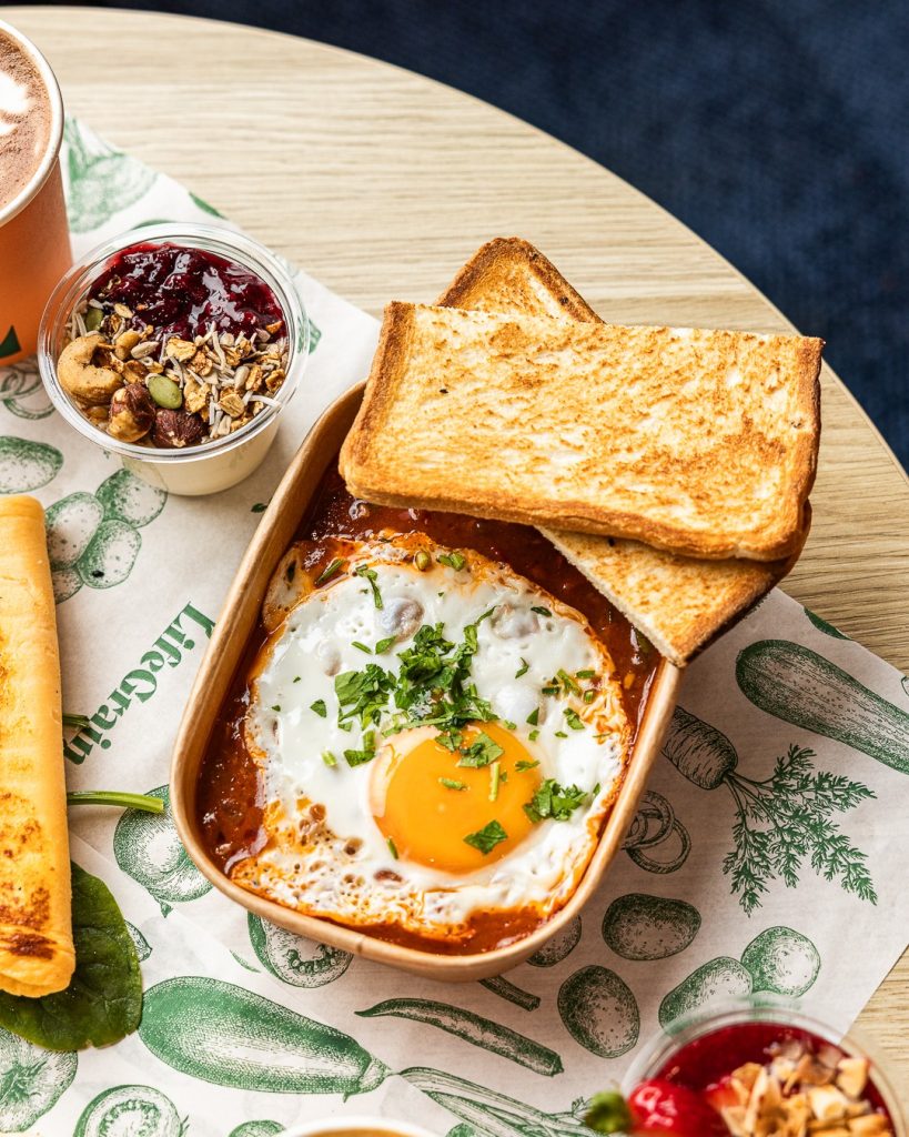 LifeGrain Shakshuka with Fried Egg and Toast